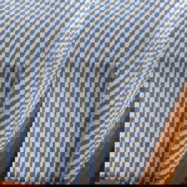 Soak&Sleep Mediterranean Blue Herringbone Stripe Cotton 30cm Standard Fitted Sheets