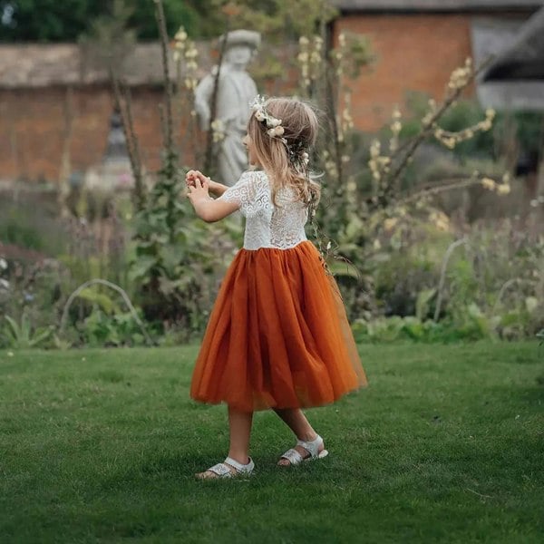 UK Flower Girl Boutique Bohemian Flutter Tea Dress - Burnt Orange