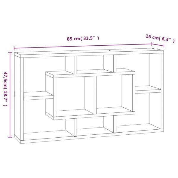 Berkfield Wall Display Shelf 8 Compartments Brown Oak