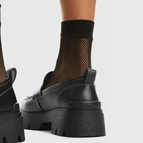 Lamoda Monday Black PU Chunky Platform Creeper Boots Trendy Stylish Footwear