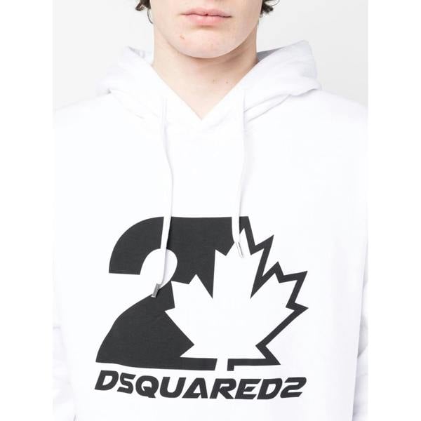 Dsquared Cool Fit Maple Leaf Hoodie   in  White
