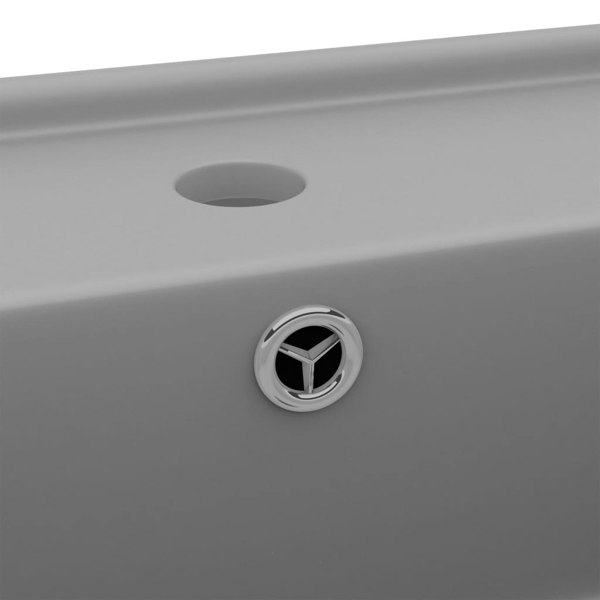 Berkfield Luxury Basin Overflow Square Matt Light Grey 41x41 cm Ceramic