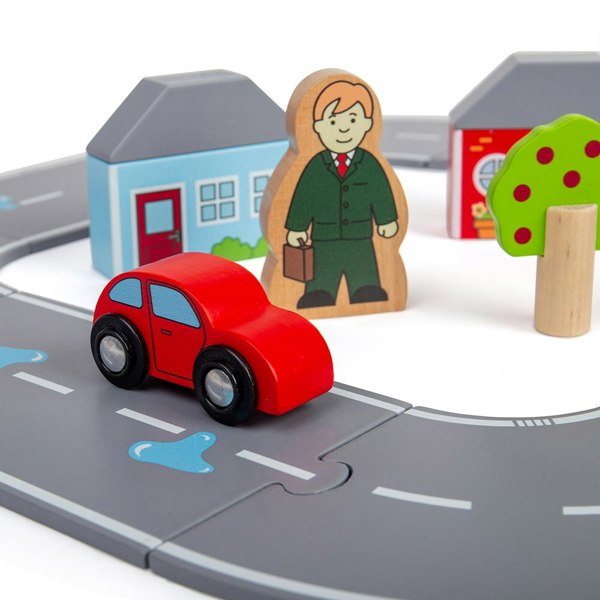 Bigjigs Rail Wooden Figure Of Eight Roadway Set - 36 Pieces