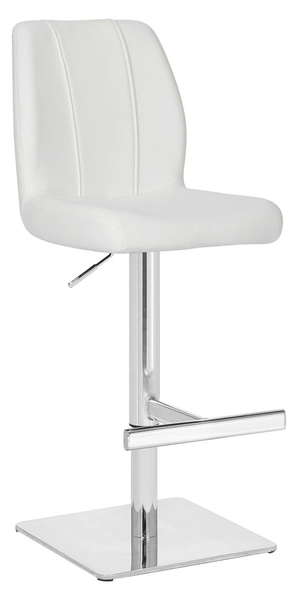 Lamboro Ravenna Deluxe Breakfast Bar Stool, Chrome Footrest, Height Adjustable Swivel Gas Lift, Home Bar & Kitchen Barstool, White