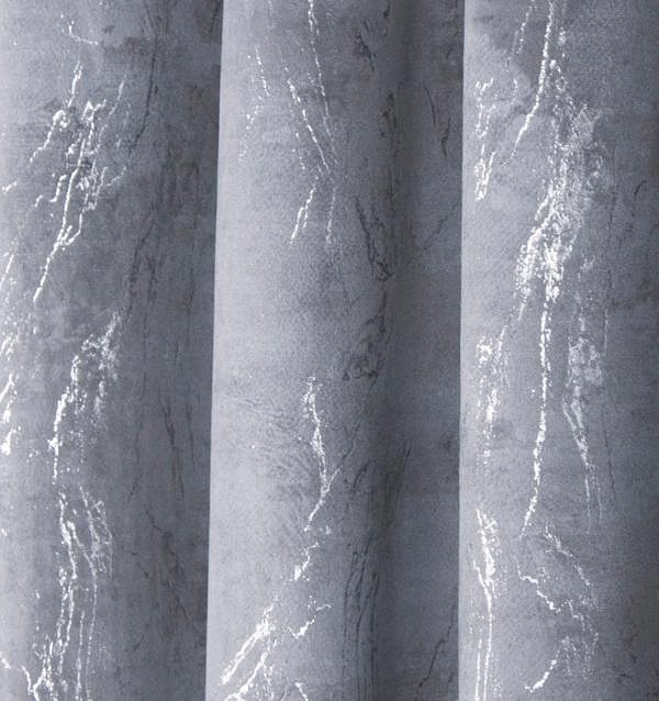 Smart Living Marble Effect Velvet Eyelet Curtain - Grey