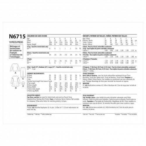 New Look Sewing Pattern 6715, Tops, Dresses, Trousers, Headwear for Kids, A (3-4-5-6-7-8) - Easy