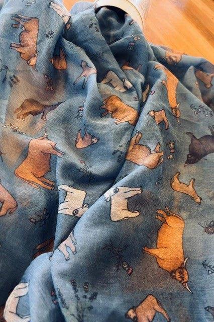 Art on Scarves Recycled Bottle Scarf - Highland Cows
