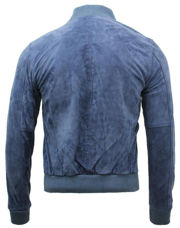 Infinity Leather Mens Varsity Soft Suede Leather Bomber Jacket