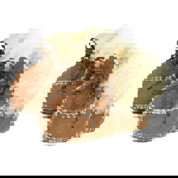 Eastern Counties Leather Baby Sheepskin Lace Tie Booties - Chestnut