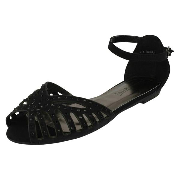Anne Michelle Ladies Anne Michelle Flat Diamante Trim Sandals