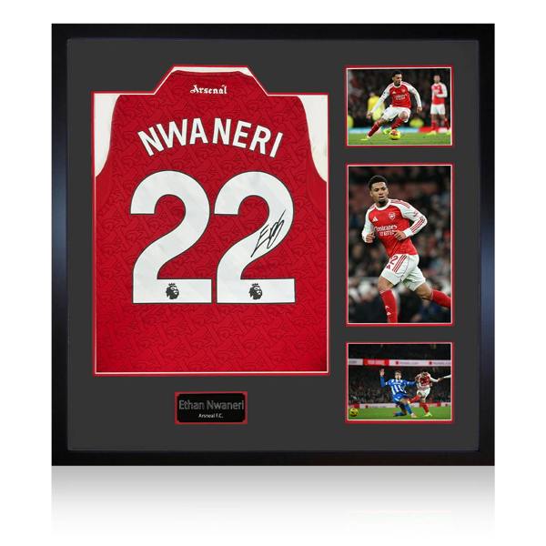 Ethan Nwaneri Signed Arsenal Shirt Elite Frame