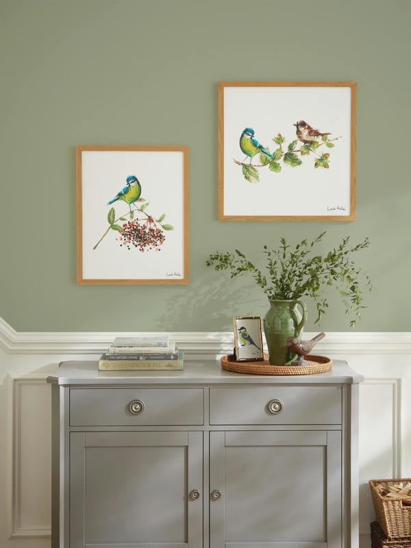 Laura Ashley Blue Tit Bird Print in a Wood Frame