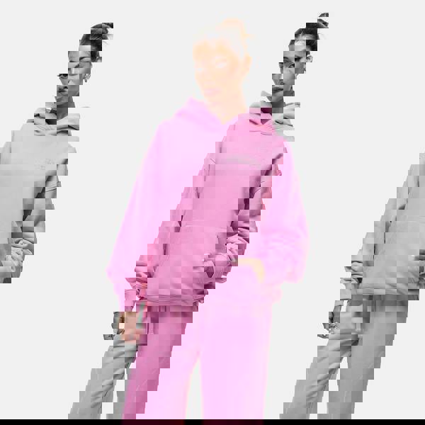 Good For Nothing Pink Overlock Stitch Relaxed Hoodie - Pink Image 4