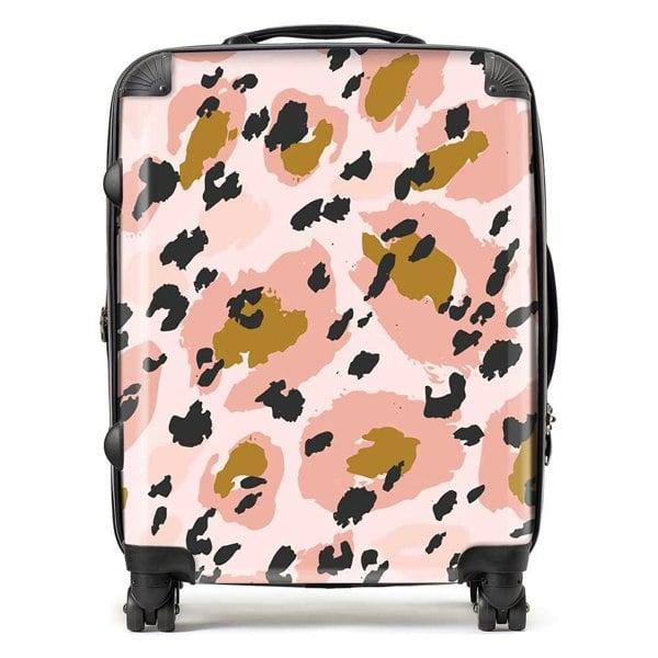 Warren Reed Hand Drawn Pink Leopard Print Suitcase