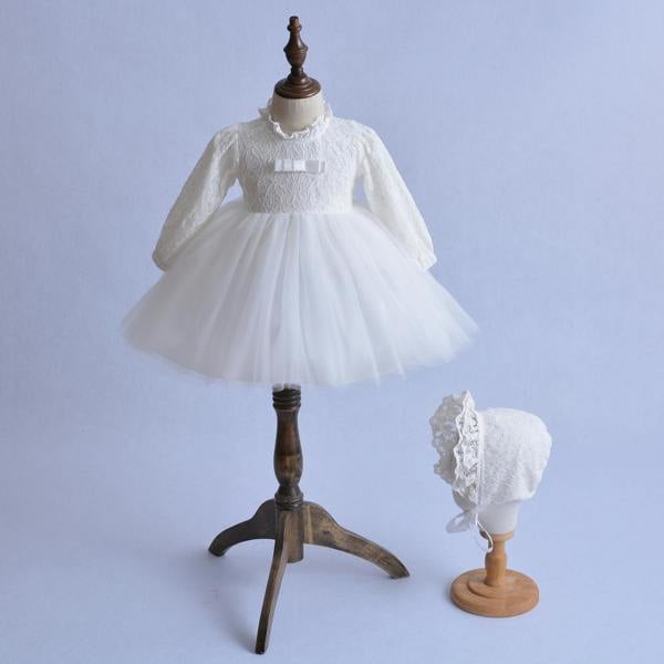 Cinda Lace Christening Party Dress and Bonnet