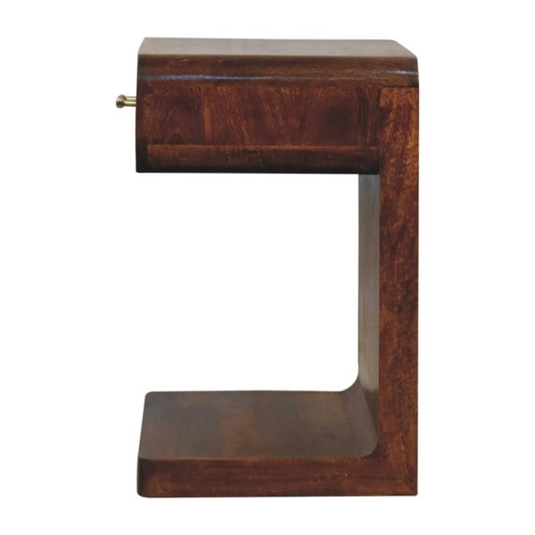 Artisan Furniture Solid Wood Chestnut T-Bar Rounded Bedside Table