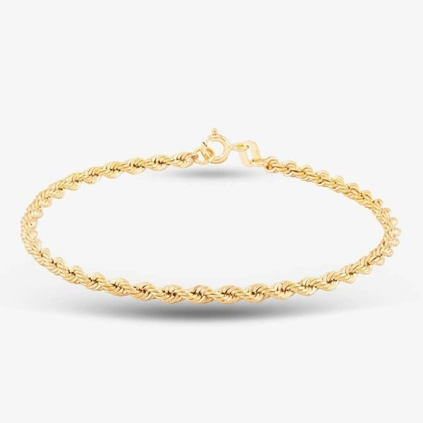 T. H. Baker 9ct Yellow Gold 7 Inch Rope Chain Bracelet 1.22.0171