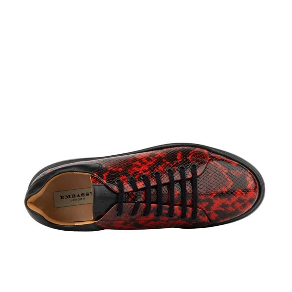 Embassy London Sun City - Red Snake - Men's Leather Snakeskin Trainer