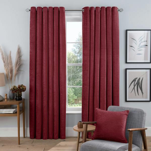 Smart Living Chenille Eyelet Curtain - Red
