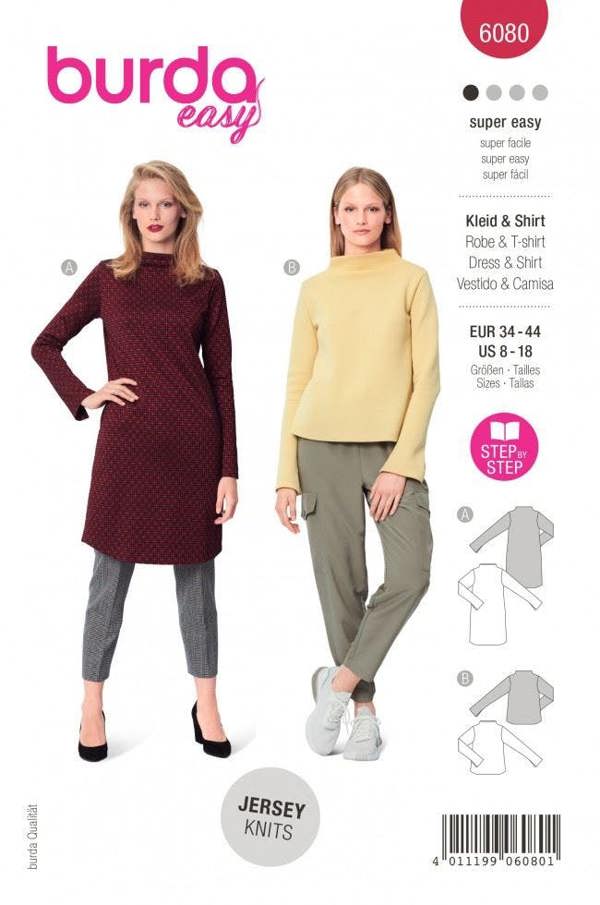 Burda Sewing Pattern 6080 Tops and Dresses For Women, 8-18 (34-44) - Easy