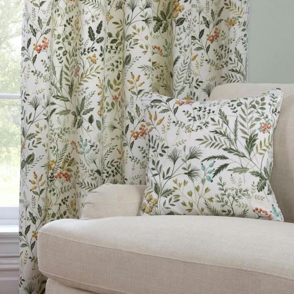 Sundour Cleo Ready Made Floral Pencil Pleat Curtains Willow