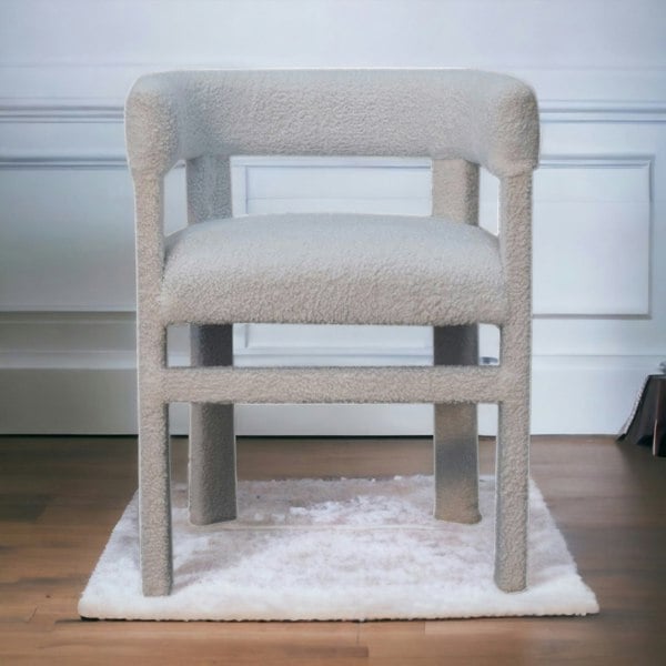 Artisan Furniture Solid Wood White Boucle Occasional Chair