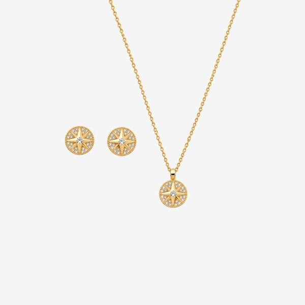 Uchi & Soto Enso Gold Star Pendant Necklace and Earrings Set