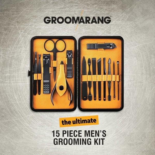 Groomarang 'The Ultimate' 15 Piece Mens Grooming Manicure & Pedicure Kit