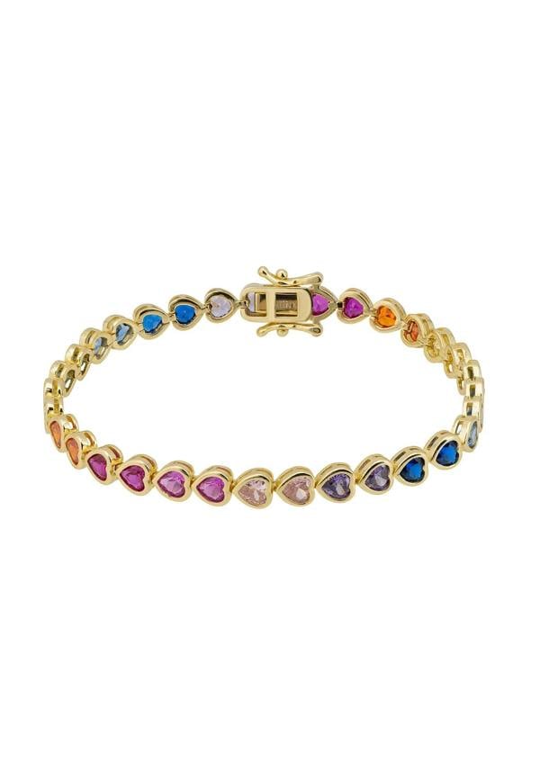 Latelita Heart Garland Tennis Bracelet Multicoloured Gold