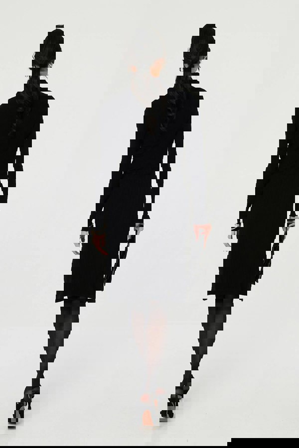 Black | Textured Knit Bodycon Midi Dress
