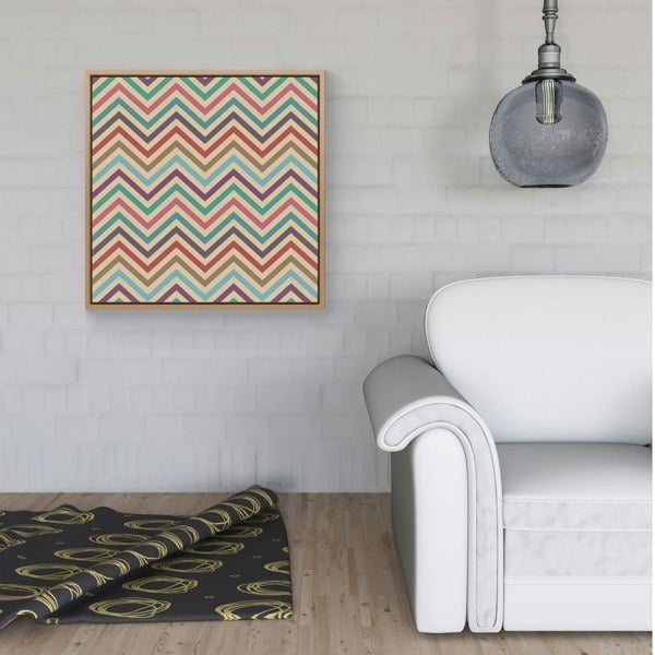 Warren Reed Geometric Vintage Colored Chevron Pattern Framed Canvas