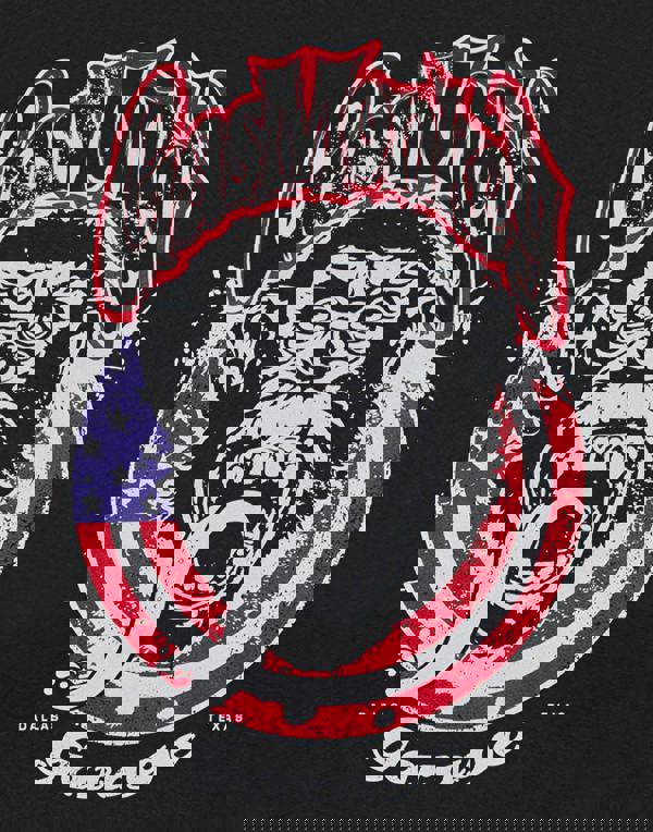 Gas Monkey Garage Mens Black USA Flag Short Sleeved T-Shirt