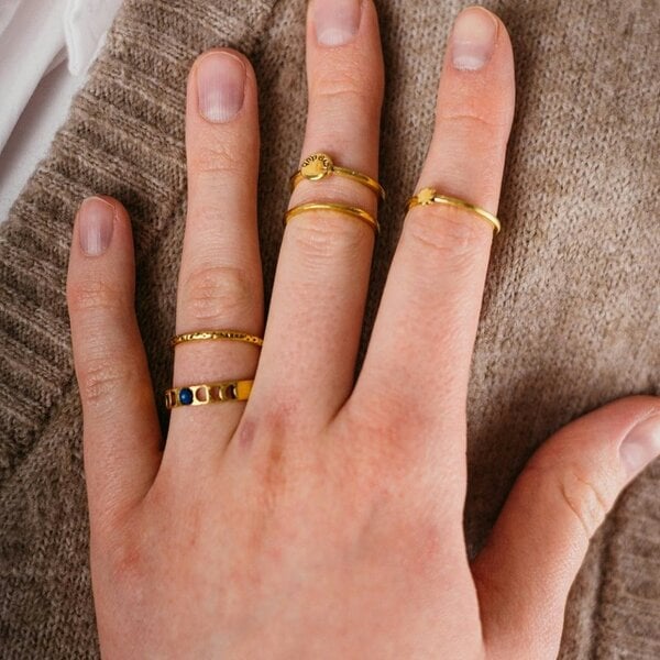 The Colourful Aura 5 Pcs Set Golden Bohemian Vintage Tribal Metallic Fashion Fingers Rings