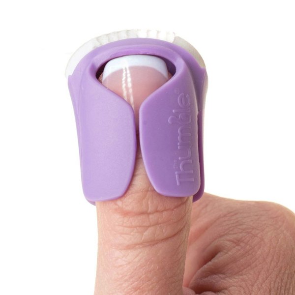 The Thumble is worn on the thumb to file your baby's nails hands-free