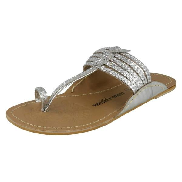 Leather Collection Ladies Leather Collection Flat Toeloop Braided Sandals F00077