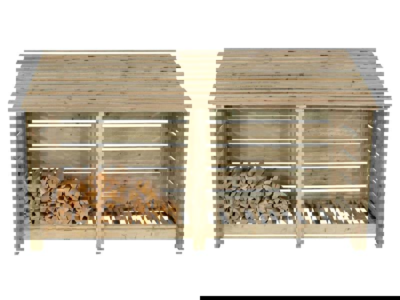 Arbor Garden Solutions Slatted Wooden Log Store W-227cm, H-126cm or 180cm, D-88cm