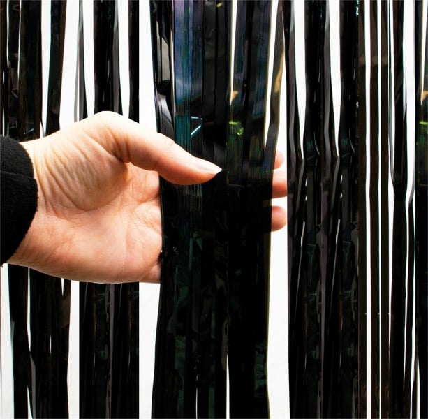 Cheetah Shimmer Tinsel Curtain, 3M x 1M Black