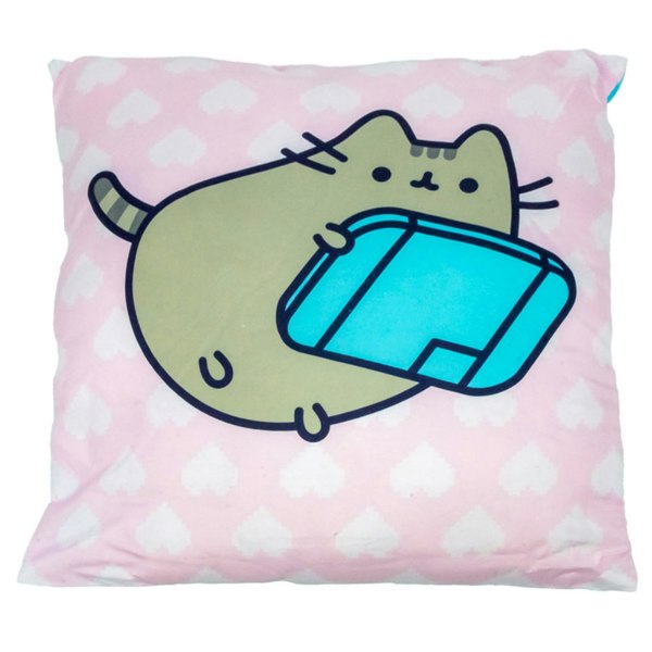 Pusheen Polyester Hearts Cushion - Baby Pink/Blue