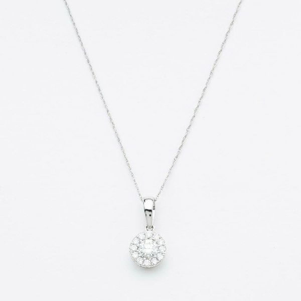T. H. Baker 9ct White Gold Diamond Cluster Pendant Necklace NTP409D-9WG