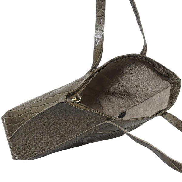 Assots London 'AGNES' Olive Croc Real Leather Designer Tote Bag