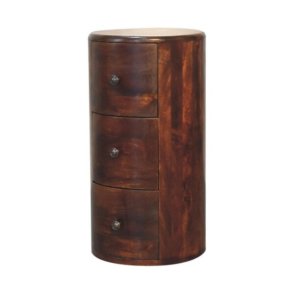 Wyld Haus Sorrento Chestnut Mango Wood Drum Chest of 3 Drawers
