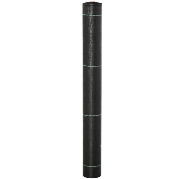 Black weed control membrane roll with green guide bands, nonwoven fabric