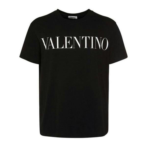 Valentino Logo Print Cotton Jersey T-Shirt   in  Black