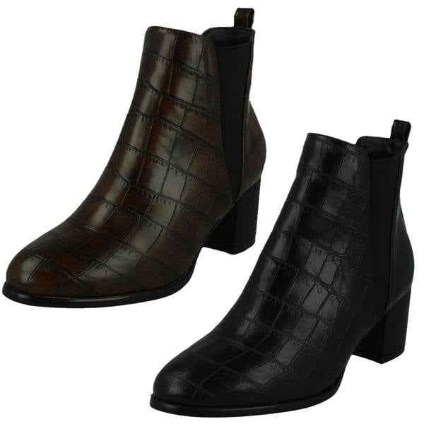 Spot On Ladies Spot On Mid Chunky Heel Ankle Boots F51090