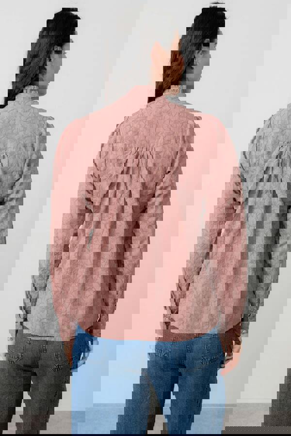 Lily & Me Wayfaring Textured Jacquard Blouse Antique Rose