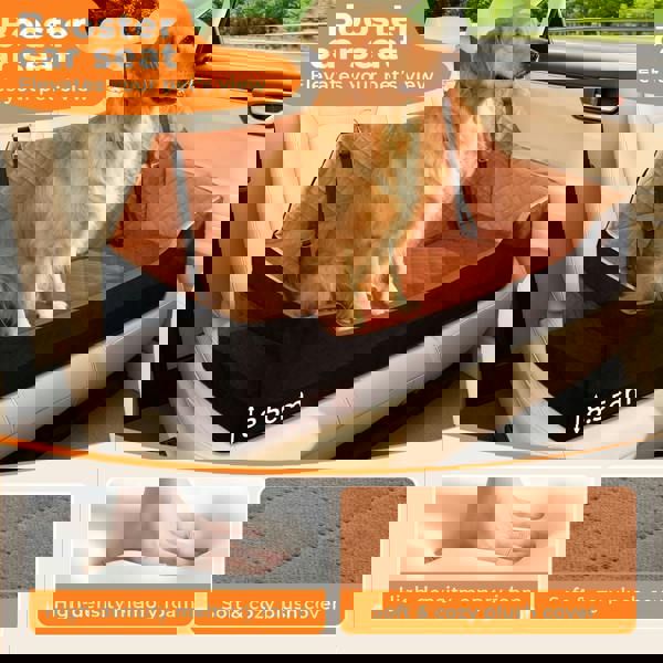 Skylos Dog Booster Car Seat Travel Carrier Bed Basket for Pet up to 100lbs Brown