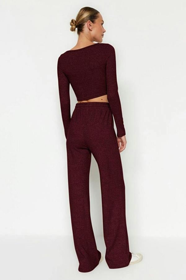 WOVCOR 2-Piece Soft Crop Top & Wide Leg Knit Set