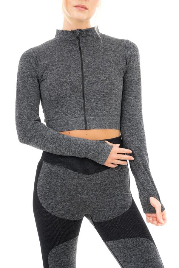 Smart Living Women's Seamless Ribbed Marl Jacket - Black