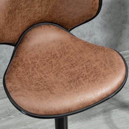 Wyld Haus Bama Microfiber Brown Adjustable Swivel Bar Stools Set Of 2 With Armless Design