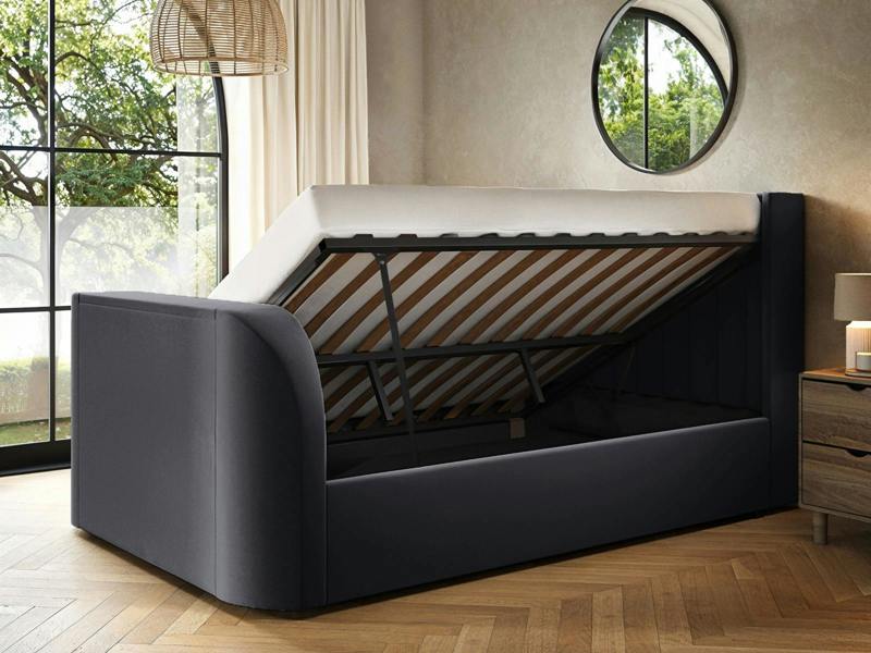 Flair Fallon TV Side Lift Ottoman Bed Charcoal Velvet